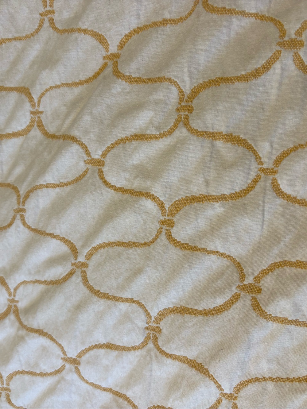West Elm Gold and Cream Embroidered Trellis King Duvet